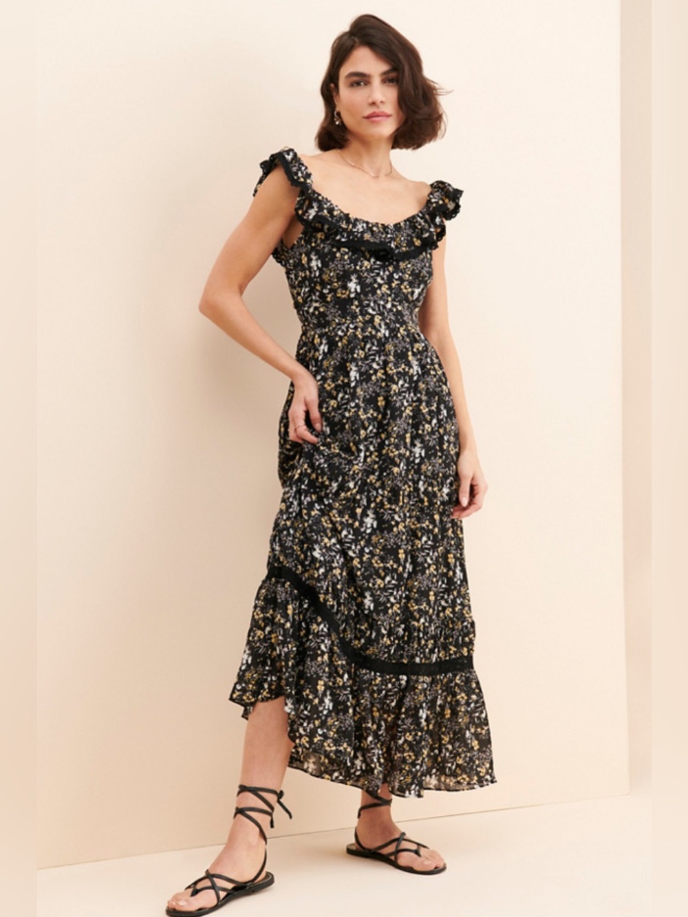 Free The Roses Scoop Neck Maxi Dress